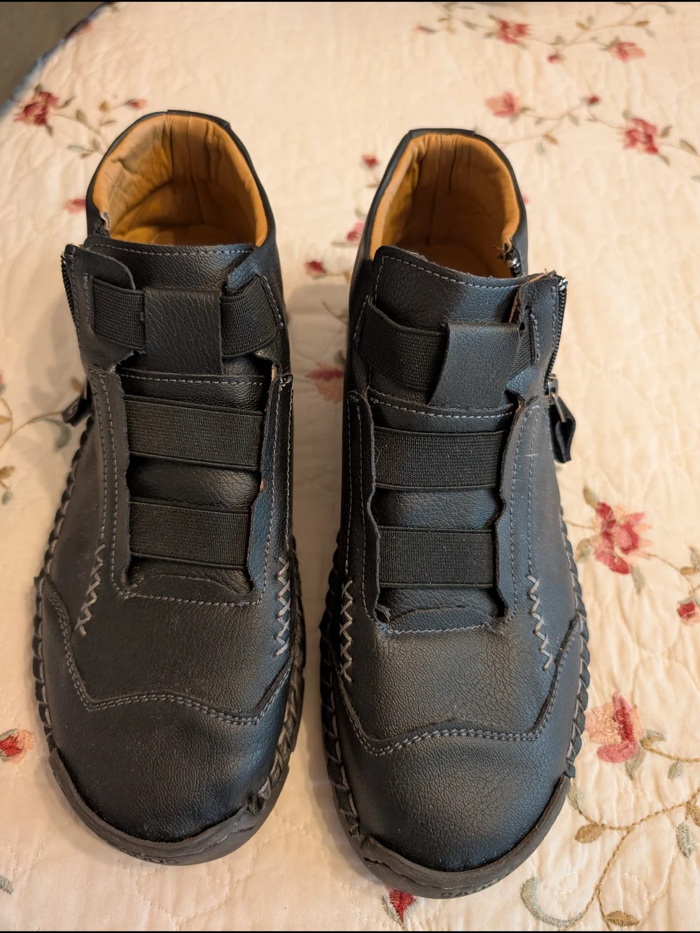 Men's Casual Black Zip Up Leather Sneakers EU41/USA 8.5